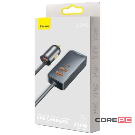 Автомобильное заряд. устр. Baseus Share 3USB/1C CCBT-B0G серебристое