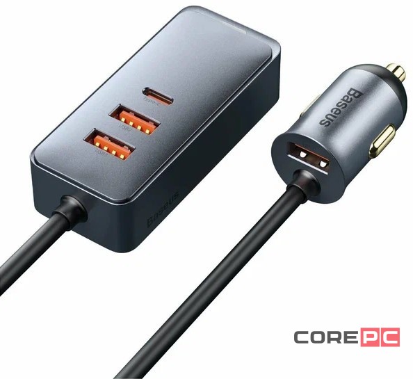 Автомобильное заряд. устр. Baseus Share 3USB/1C CCBT-B0G серебристое