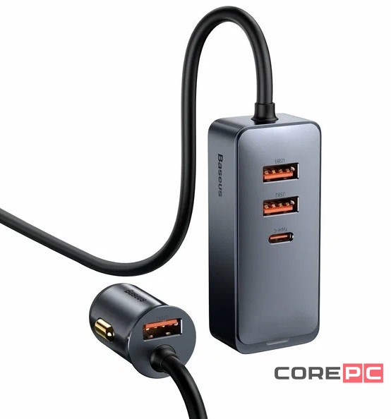 Автомобильное заряд. устр. Baseus Share 3USB/1C CCBT-B0G серебристое