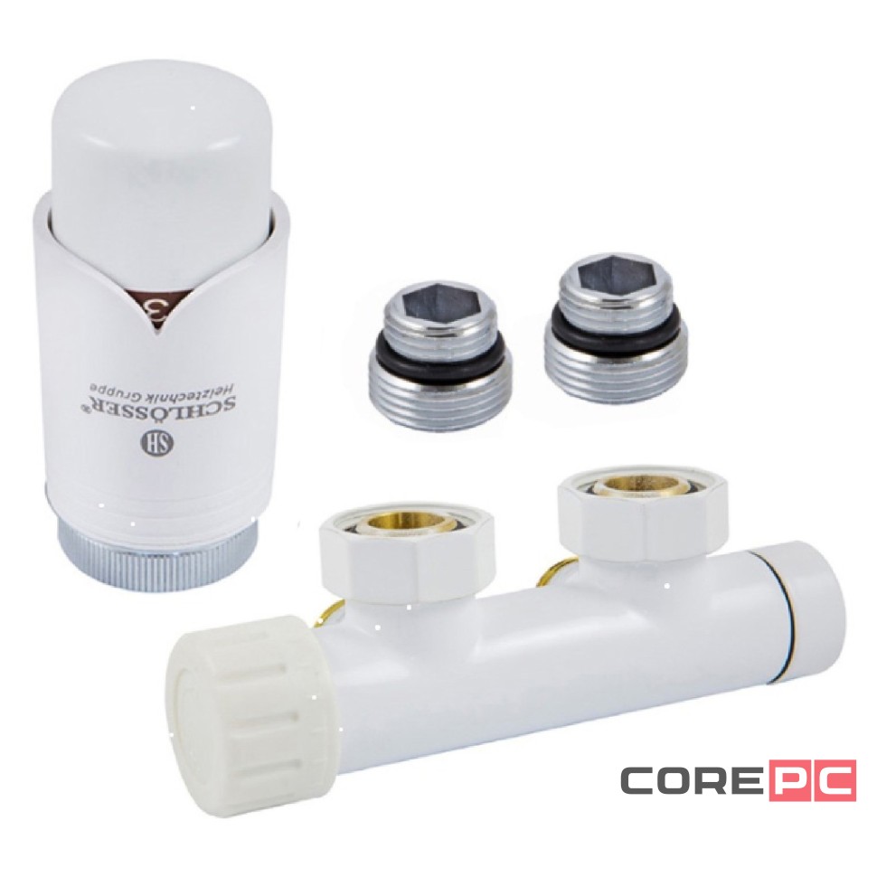 Узел ниж.подключ.SCHLOSSER DUO-PLEX 6021 3/4 x М22x1,5 + 2 Нип. 1/2x3/4 (бел,угл,прав,голов.M30x1,5)