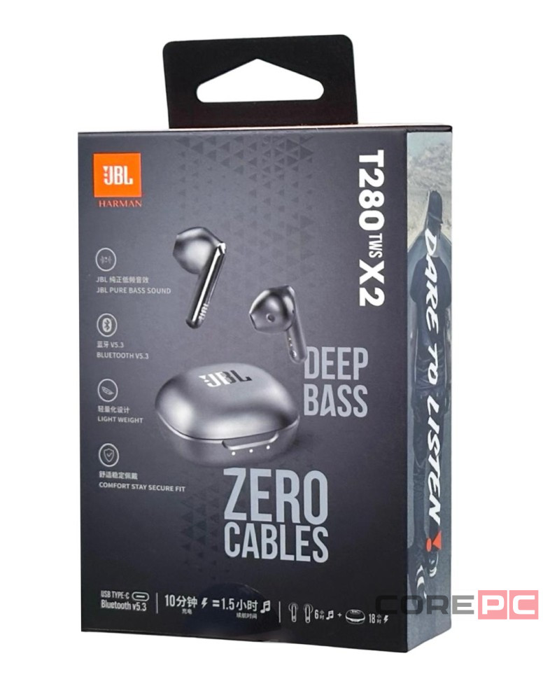 Беспроводные наушники TWS JBL T280 X2 черные