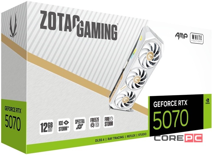 Видеокарта Zotac (ZT-B50700FQ-10P) GeForce RTX 5070 12GB AMP WHITE ED