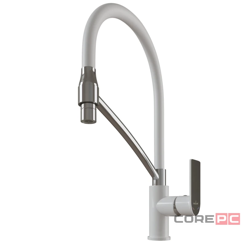 Смеситель для кухни MIXLINE МЛ33-108, рычажное управление, цвет хром/белый