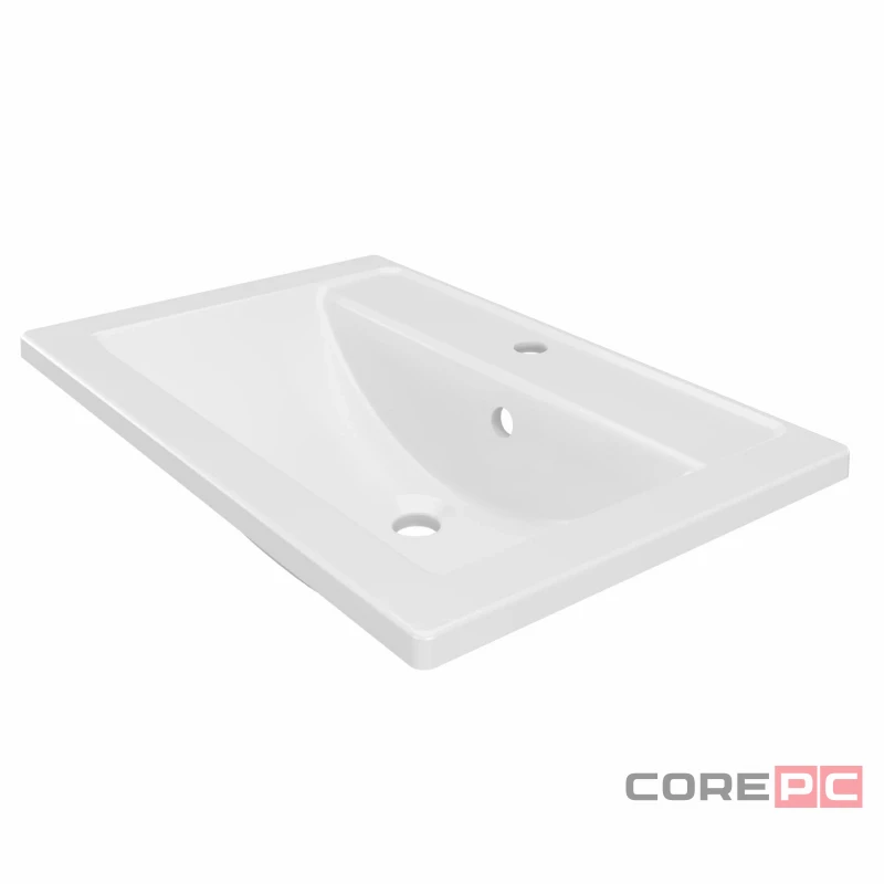 Раковина накладная мебельная MIXLINE МАРГО-70 00-00010639, литьевой мрамор, прямоугольная, белый