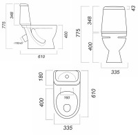 Унитаз компакт Sanita WC.CC/Ideal/2-DM/WHT.G/S1 с сиденьем, микролифт, цвет белый