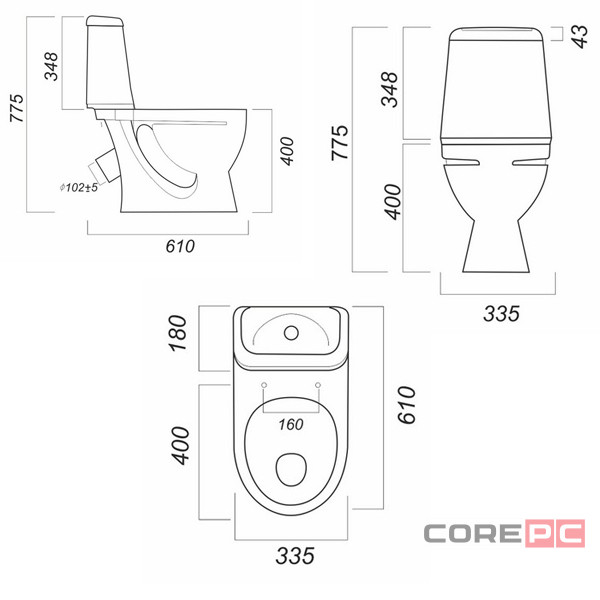 Унитаз компакт Sanita WC.CC/Ideal/2-DM/WHT.G/S1 с сиденьем, микролифт, цвет белый