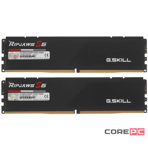 Оперативная память 32 Gb 6000 MHz G.Skill RIPJAWS S5 Black (F5-6000J3040F16GX2-RS5K)