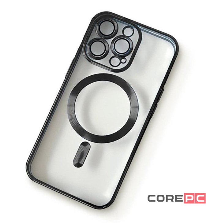 Чехол-накладка Clear Case Magsafe для iPhone 15 Pro пластиковый (черная рамка)