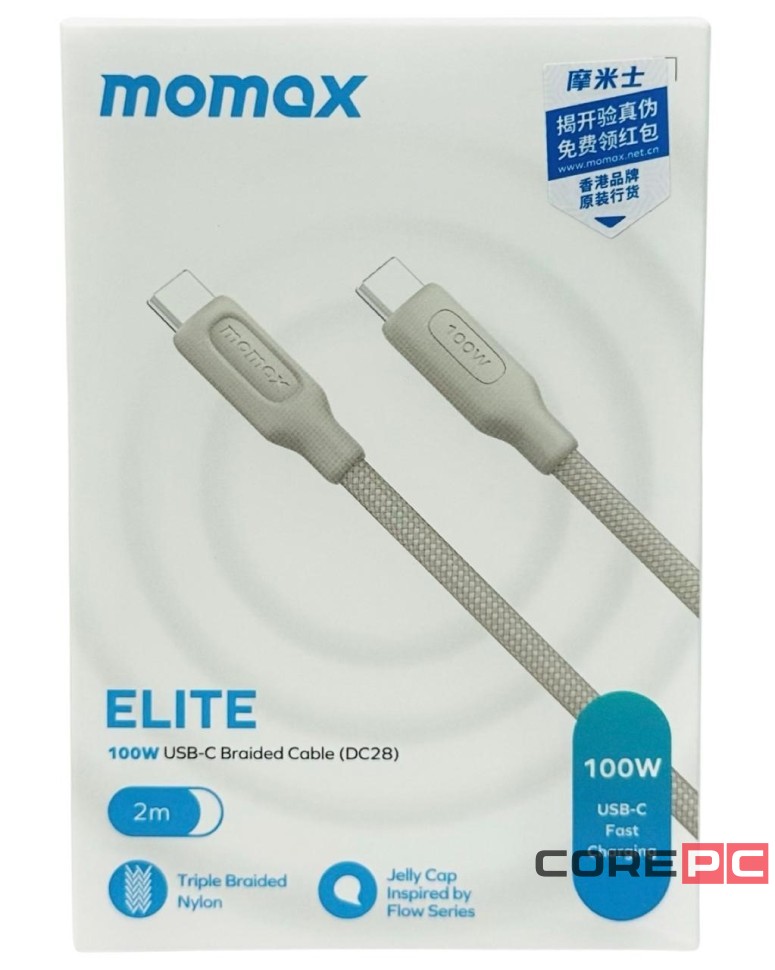 Usb Кабель-зарядка Type-C на Type-C Momax elite 100W DC28W 2м белый