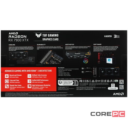 Видеокарта ASUS (TUF-RX7900XTX-O24G-GAMING) Radeon RX 7900 XTX 24GB TUF GAMING OC 90YV0IG0-M0NA00