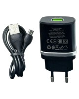 Сетевое зар. устр. Hoco C12Q с шнуром Micro 1USB QC3.0 2.4A черное