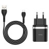 Сетевое зар. устр. Hoco C12Q с шнуром Micro 1USB QC3.0 2.4A черное
