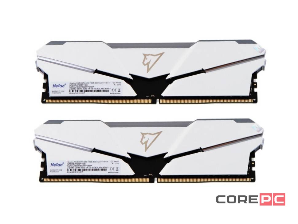 Оперативная память 16 Gb 3200 MHz NETAC SHADOW RGB Silver (NTSRD4P32DP-16S)
