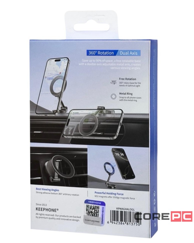 Держатель в автомобиль на торпеду Keephone Maghalo KPMAGHALOGL серый