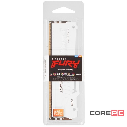 Оперативная память 16 Gb 6000 MHz Kingston FURY Beast RGB White (KF560C36BWE2A-16)