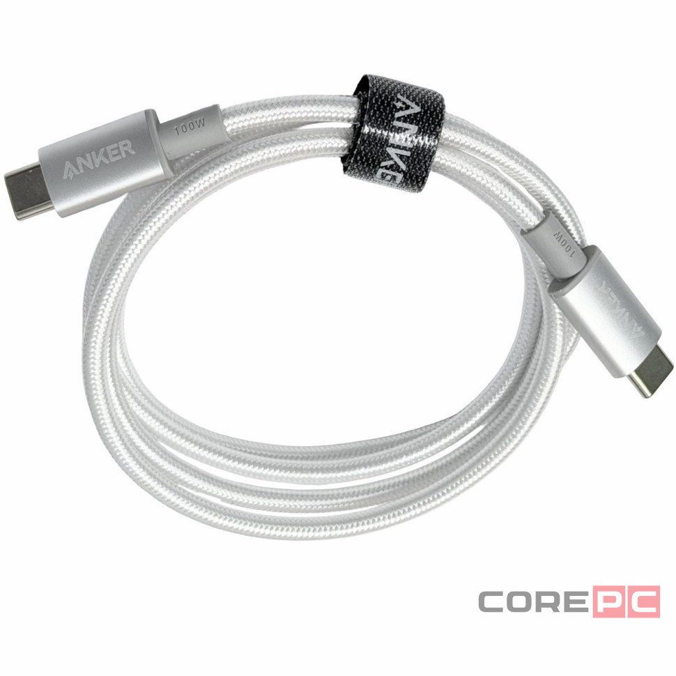 Usb Кабель-зарядка Type-C на Type-C Anker (A8756621) 100W 1м в оплетке белый