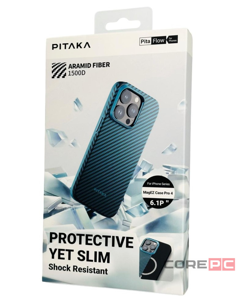 Накладка для i-Phone 15 Pro 6.1" Pitaka MagEZ Case Pro 4  Protective Yet Slim синий, кевлар(арамид)