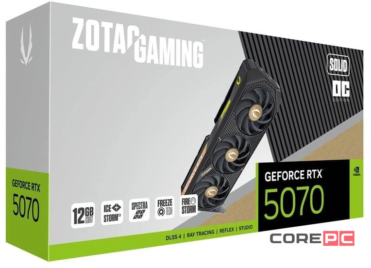 Видеокарта ZOTAC (ZT-B50700J-10P) GeForce RTX 5070 12GB SOLID OC