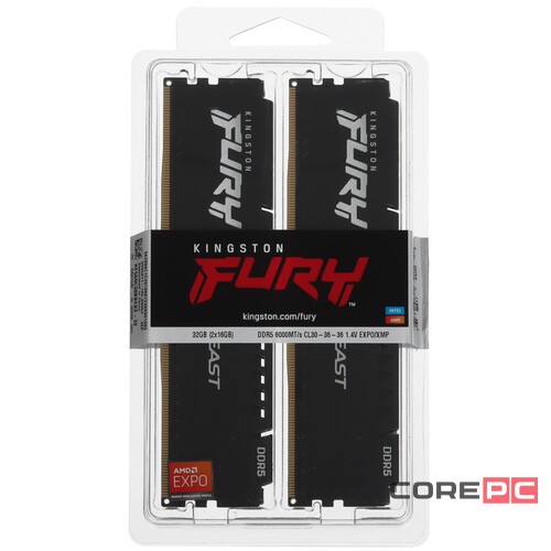 Оперативная память 32 Gb 6000 MHz Kingston FURY Beast Black (KF560C30BBEK2-32)