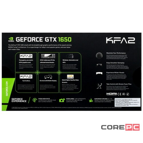 Видеокарта KFA2 (65SQL8DS93EK) GeForce GTX 1650 4GB EX PLUS 1-Click OC