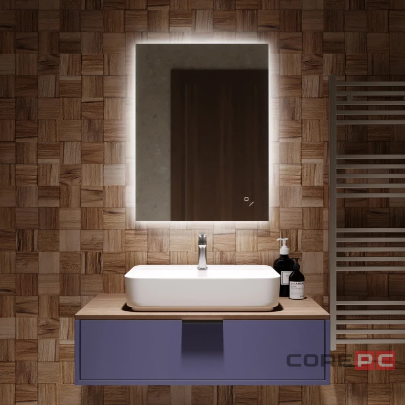 Зеркало MIXLINE Риф ЭКОНОМ 600х800 (ШВ) сенсор выкл, светодиод подсв,универс.крепеж,без короба