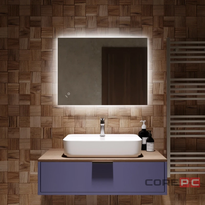 Зеркало MIXLINE Риф ЭКОНОМ 600х800 (ШВ) сенсор выкл, светодиод подсв,универс.крепеж,без короба