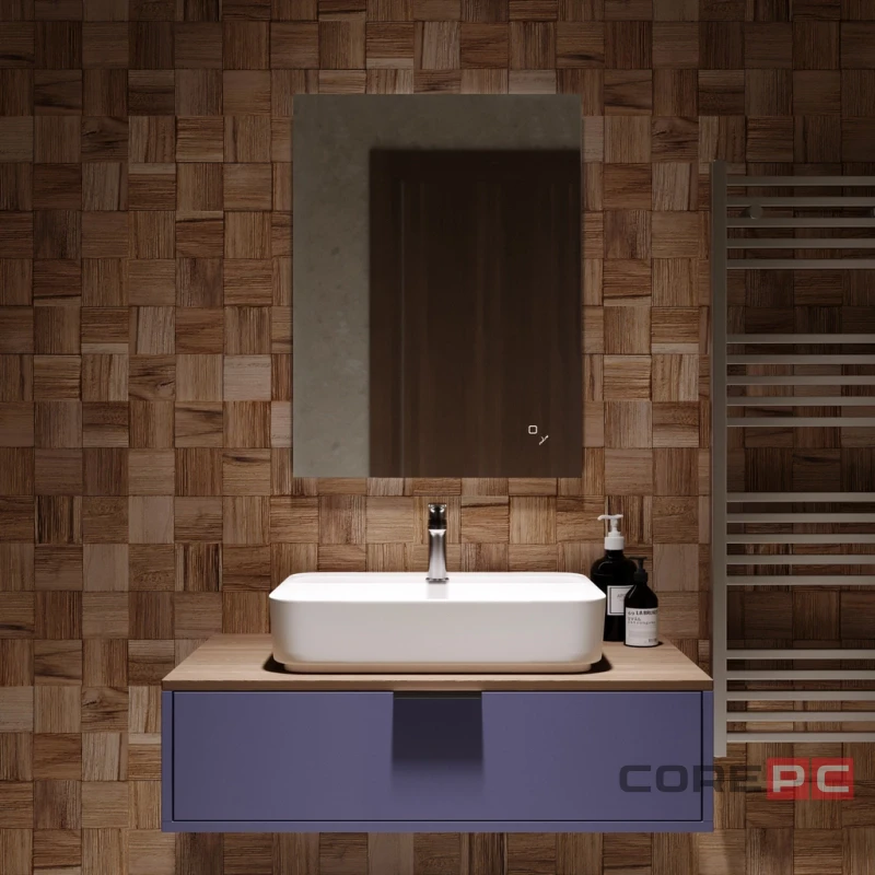 Зеркало MIXLINE Риф ЭКОНОМ 600х800 (ШВ) сенсор выкл, светодиод подсв,универс.крепеж,без короба