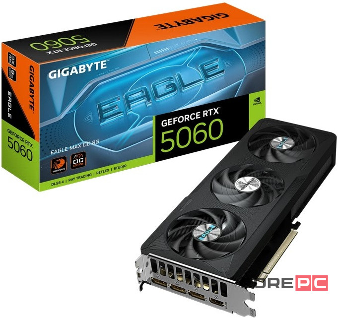 Видеокарта Gigabyte (GV-N5060EAGLEMAX OC-8GD) GeForce RTX 5060 8GB EAGLE MAX OC