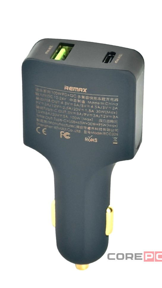 Автомобильное заряд. устр. Remax RCC326 1USB/1C 3A 100W черное