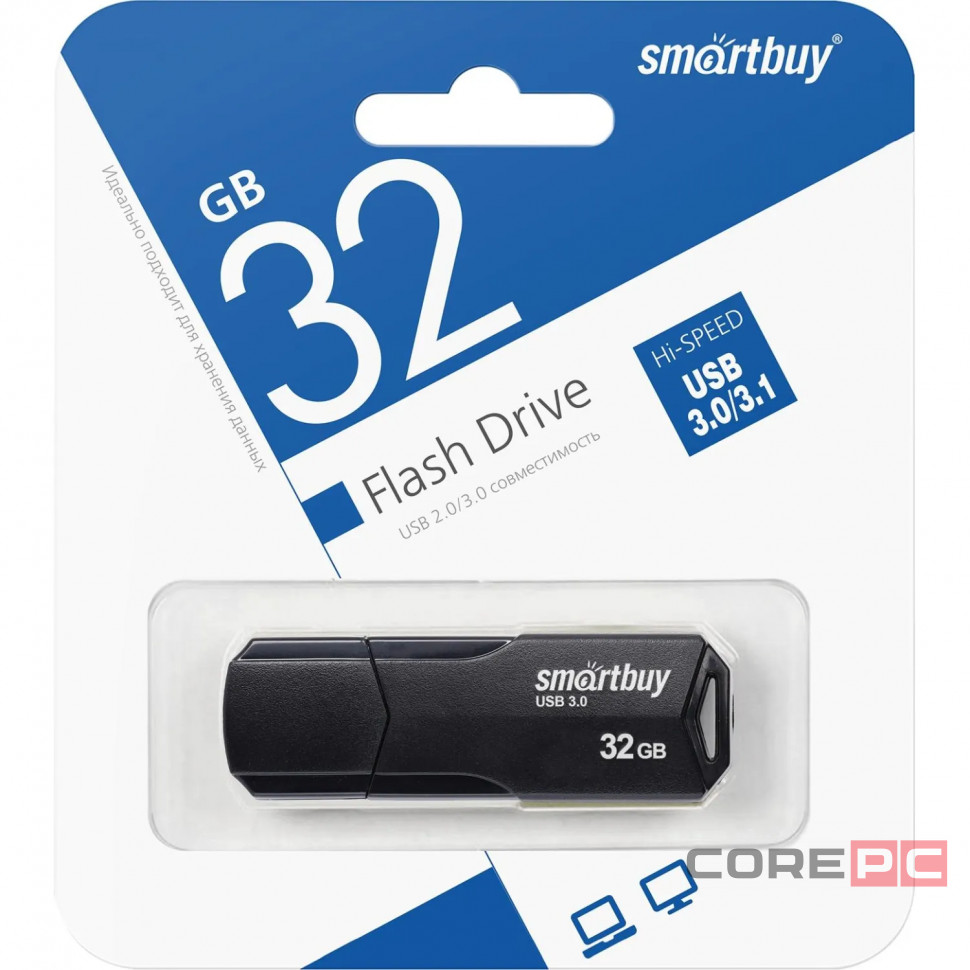 3.1 USB флеш накопитель Smartbuy 32GB Clue black (SB32GBCLU-K3)