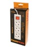 Perfeo сетевой удлинитель с кнопкой POWERMATE, 3,0м, 3 розетки, белый(PF-PM-3/3,0-W)