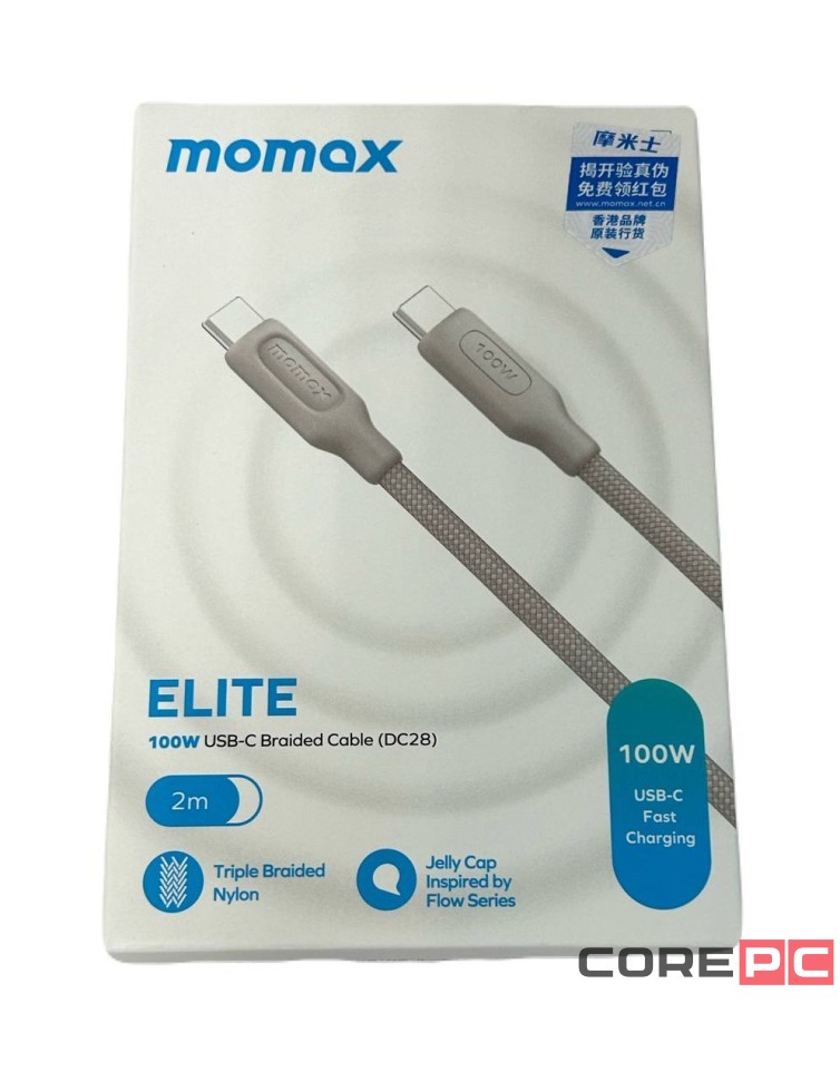 Usb Кабель-зарядка Type-C на Type-C Momax elite 100W DC28E 2м титан