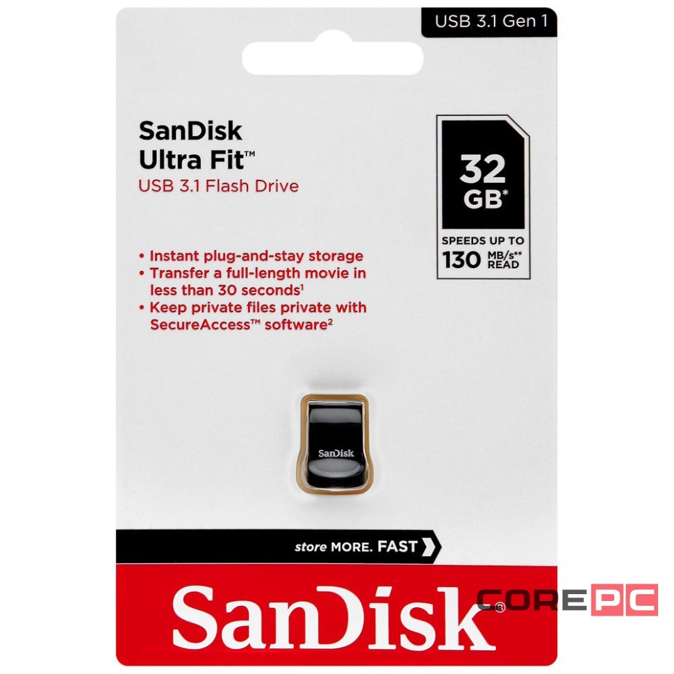 3.1 USB флеш накопитель SanDisk 32GB CZ430 Ultra Fit (SDCZ430-032G-G46) черный