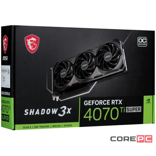Видеокарта MSI (RTX 4070 Ti SUPER 16G SHADOW 3X OC) GeForce RTX 4070 Ti SUPER 16GB SHADOW 3X OC