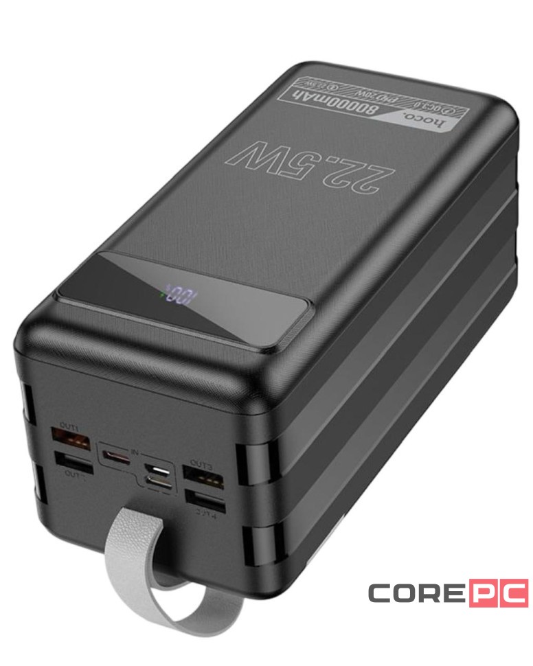 Powerbank Hoco DB50 80000mAh 4USB/Micro/Type-C/Lightning с фонариком черный
