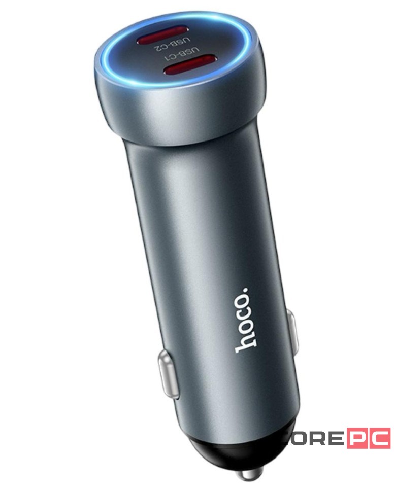 Автомобильное заряд. устр. Hoco Z54B 2C 60W серый