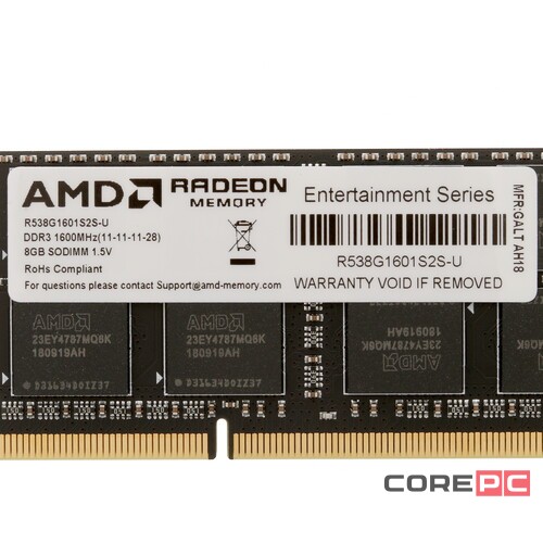 Оперативная память 8 Gb 1600 MHz AMD R5 ENTERTAINMENT SERIES Black (R538G1601S2S-UO)