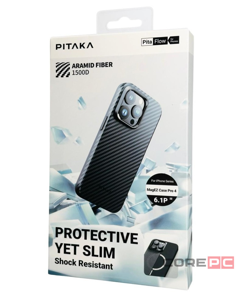 Накладка для i-Phone 15 Pro 6.1" Pitaka MagEZ Case Pro 4 Protective Yet Slim черно-серый, кевлар