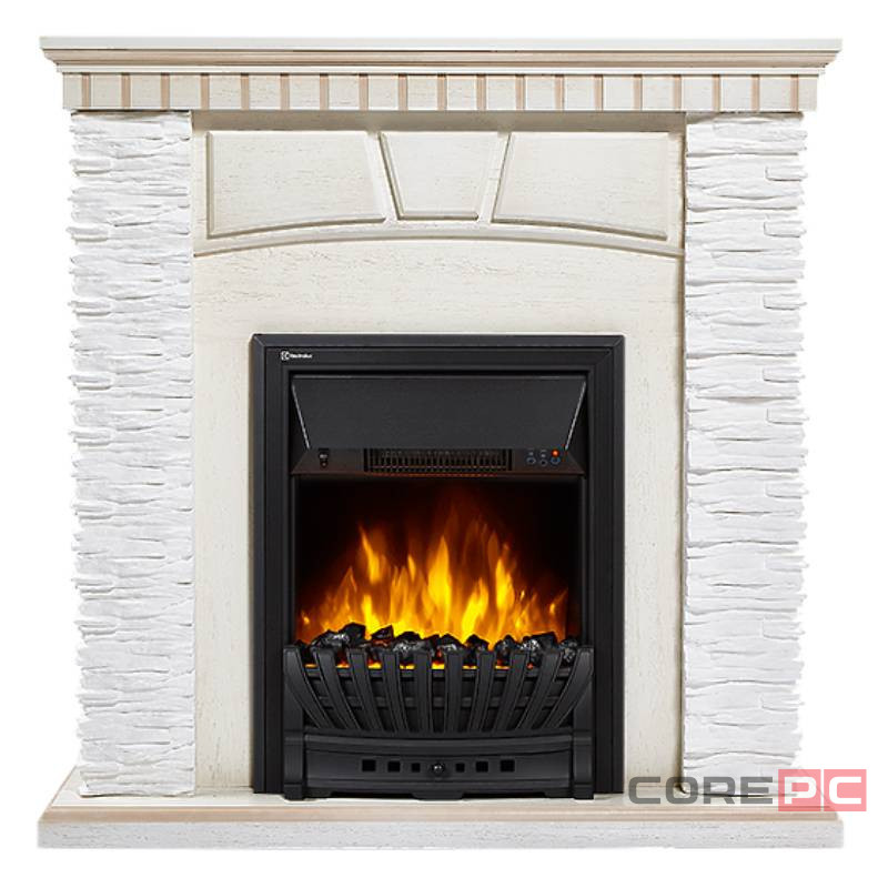 Портал Firelight Porto Classic камень белый, шпон беленый дуб