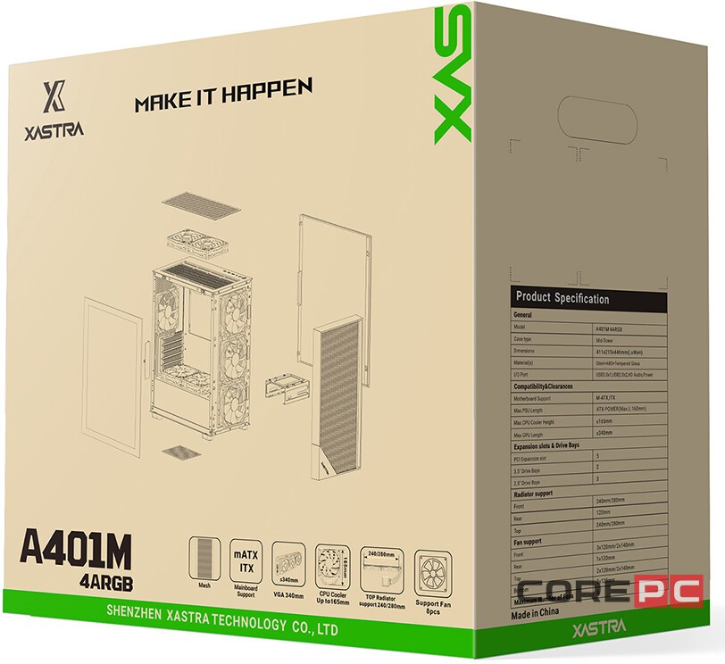 Компьютерный корпус XASTRA A401M 4ARGB Black (A401M-4FC12A-BK)