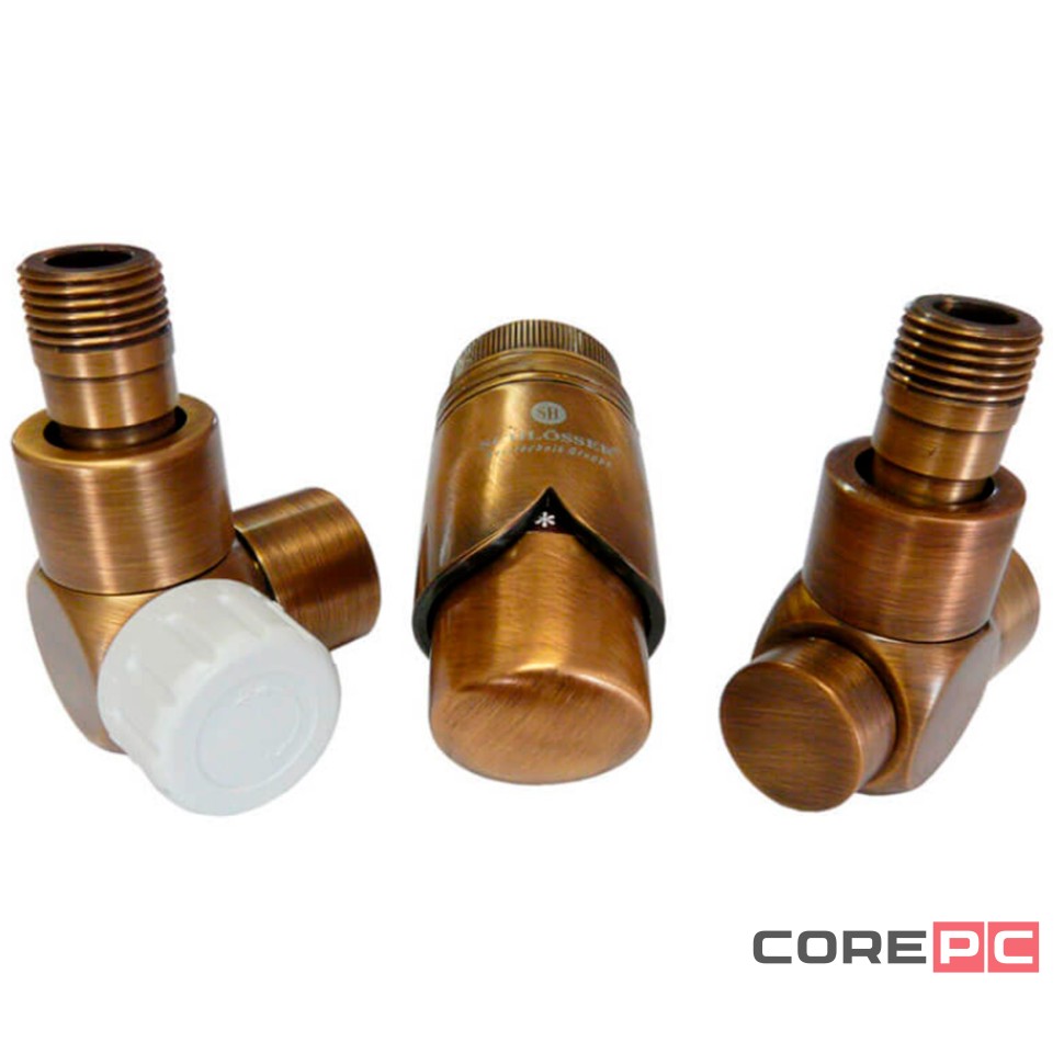 Комплект термостатический SCHLOSSER 1/2 трёхосевой, левый, для пластика, латунь антик