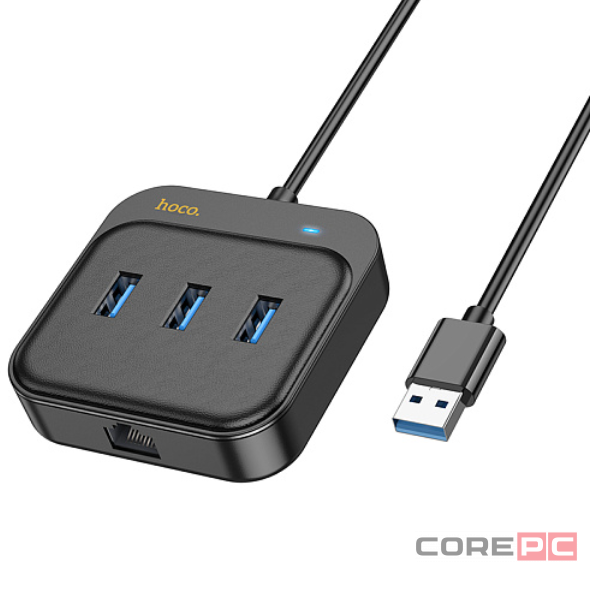 USB-хаб Hoco HB35 3xUSB3.0/RJ45 1.2м черный