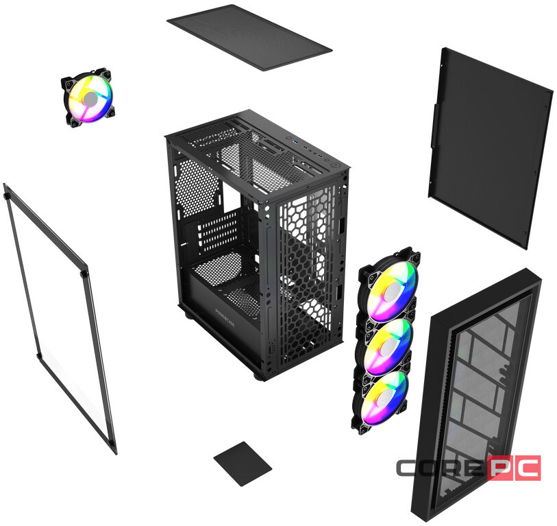 Компьютерный корпус Powercase Mistral Micro EM16 FRGB Black (CMMEM16B-L4)