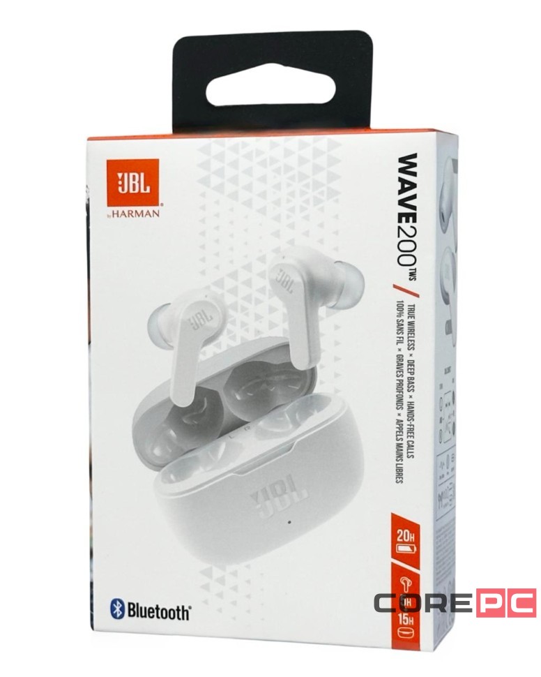 Беспроводные наушники TWS JBL Wave 200 BT5.0/48mAh (500mAh)/5ч/USB-C белая