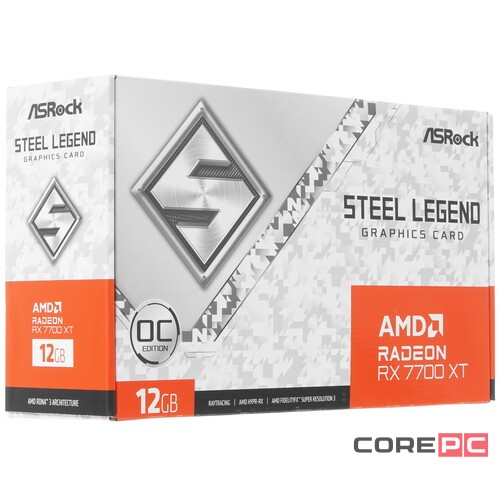 Видеокарта ASRock (RX7700XT SL 12GO) Radeon RX 7700 XT 12GB Steel Legend OC
