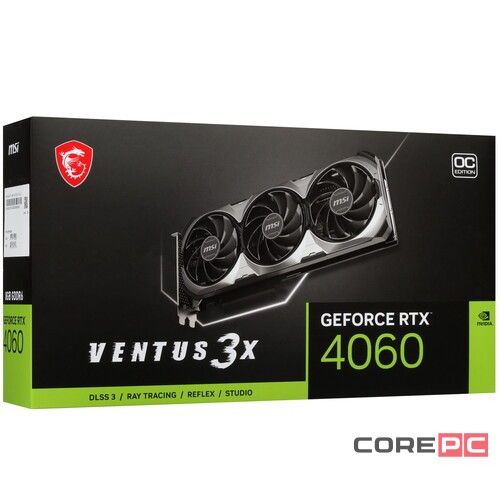 Видеокарта MSI (RTX 4060 VENTUS 3X 8G OC) GeForce RTX 4060 8GB VENTUS 3X OC