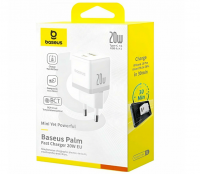 Сетевое зар. устр. Baseus Palm Fast Charger 1USB/1C 20W кабель Т-С на Т-С(P10111608213-01) белое