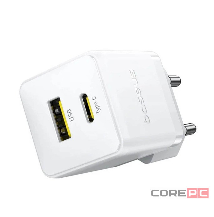 Сетевое зар. устр. Baseus Palm Fast Charger 1USB/1C 20W кабель Т-С на Т-С(P10111608213-01) белое