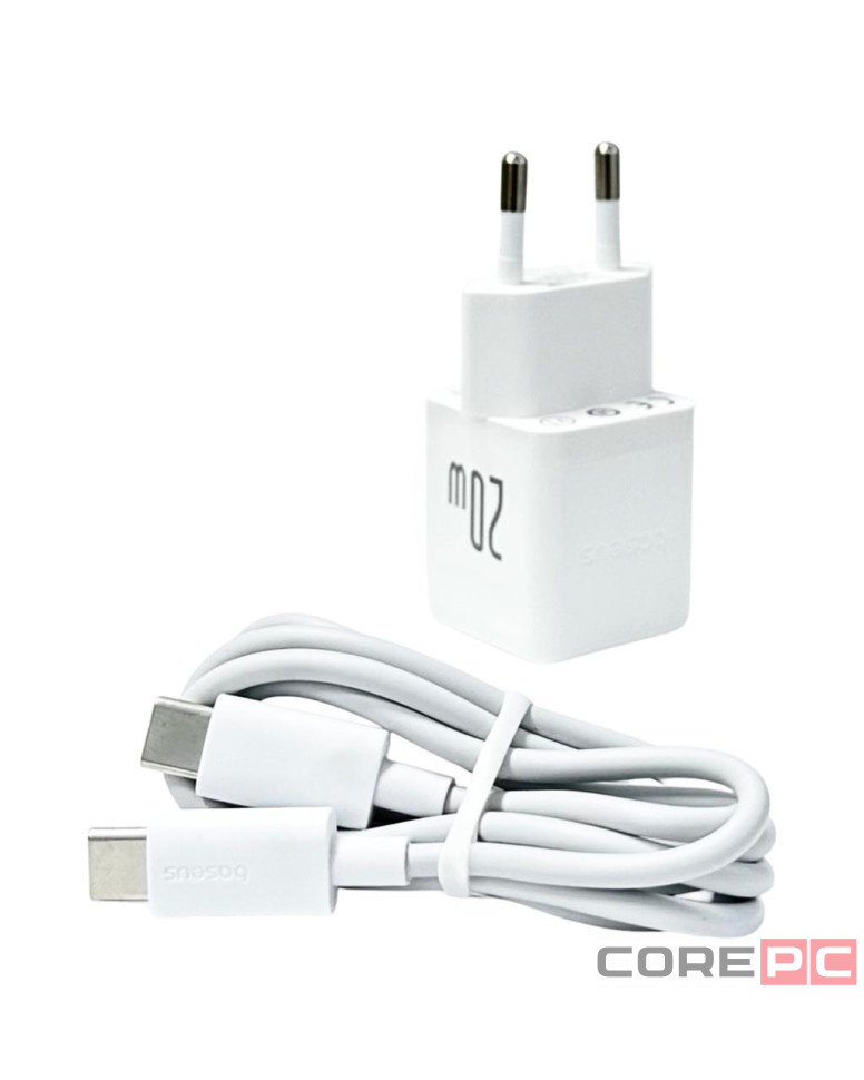 Сетевое зар. устр. Baseus Palm Fast Charger 1USB/1C 20W кабель Т-С на Т-С(P10111608213-01) белое