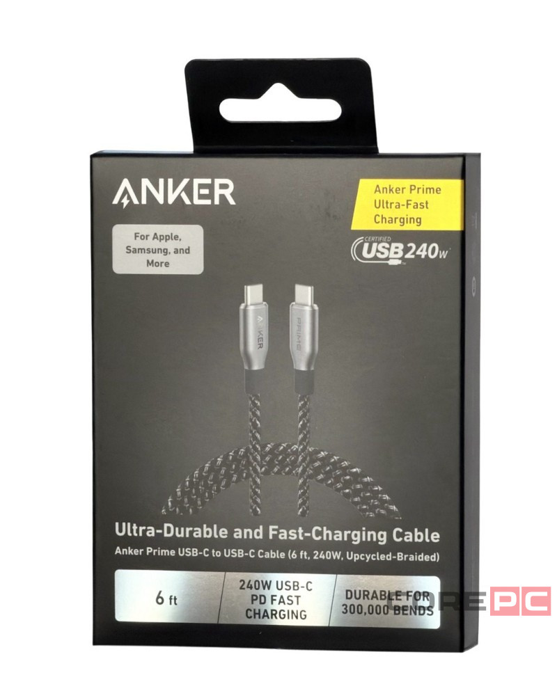 Usb Кабель-зарядка Type-C на Type-C Anker Prime (A88E2612) 240W 1.8м черный